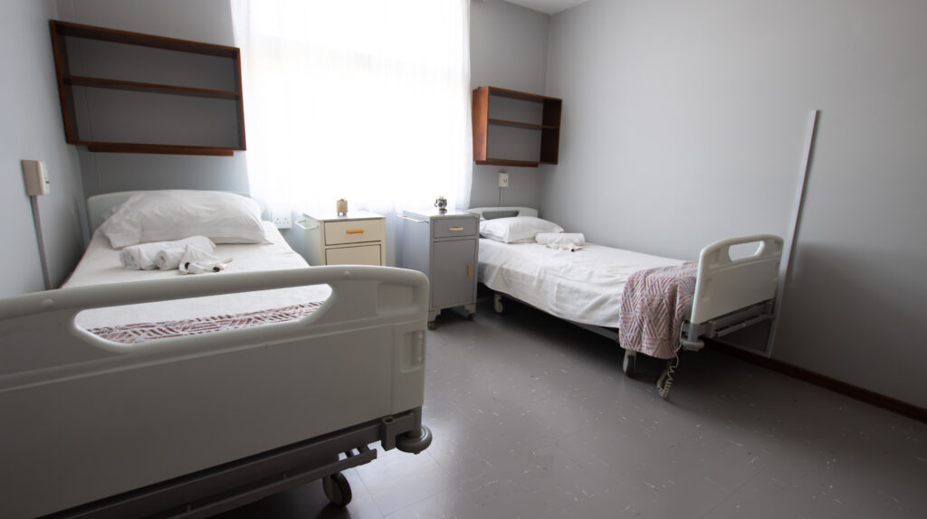 Bright, clean frail care room at an SAVF home for older persons